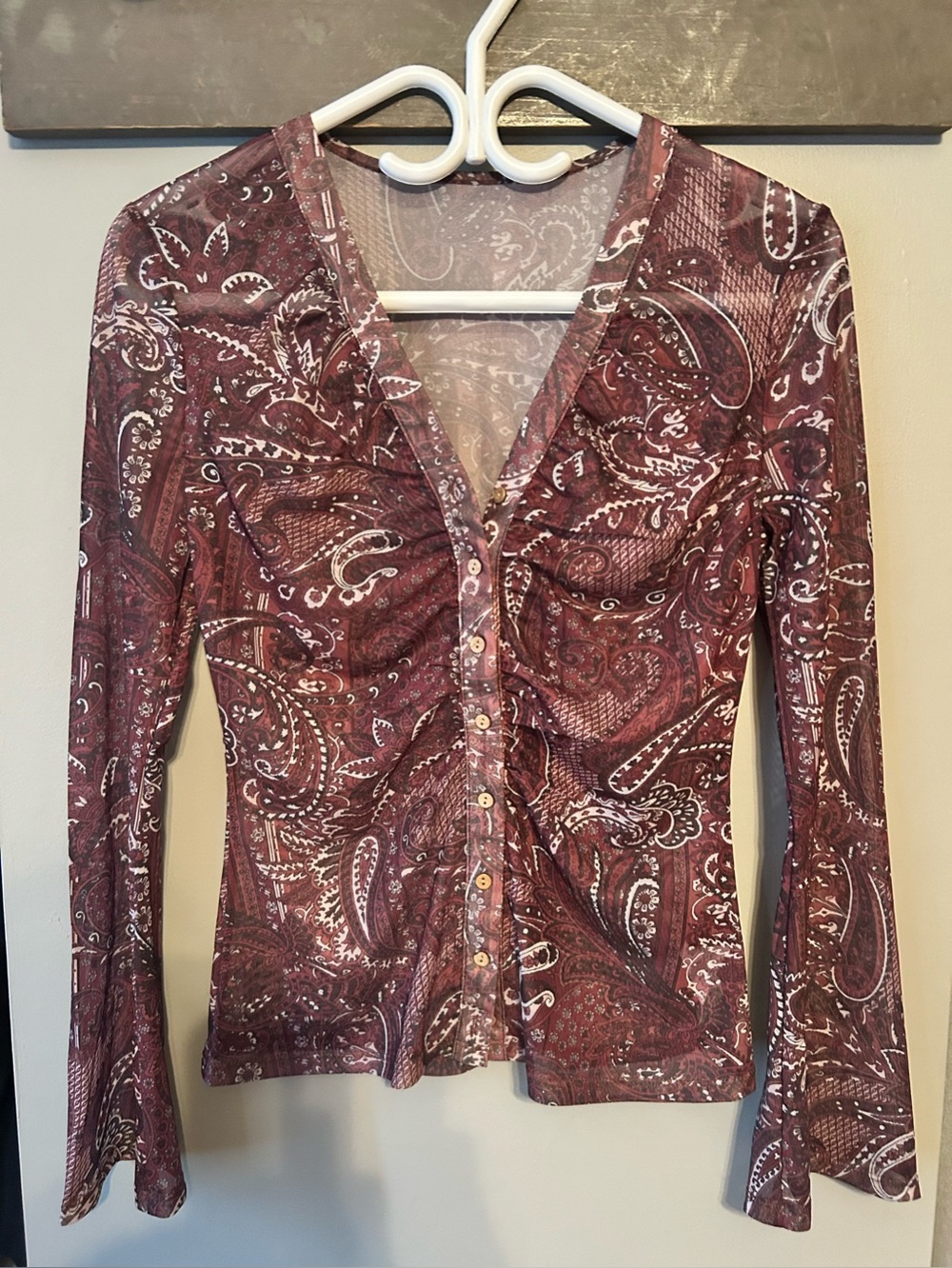 ruched front mesh top - Picture 4 of 13